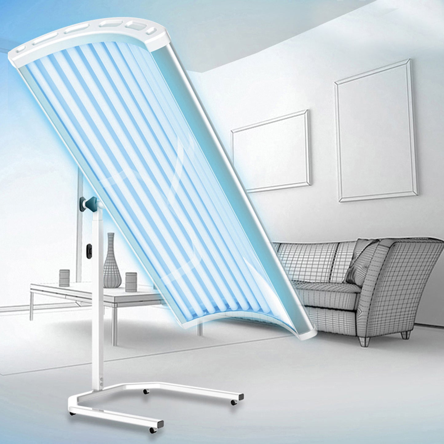 UVB Tanning Lamp for Body with 1000W German Cosmedico Special Tanning Lamps,360-Degree Adjustable Stand Blue Sun Light for Home Use,Smooth Streak-Free Bronze in Less Time.