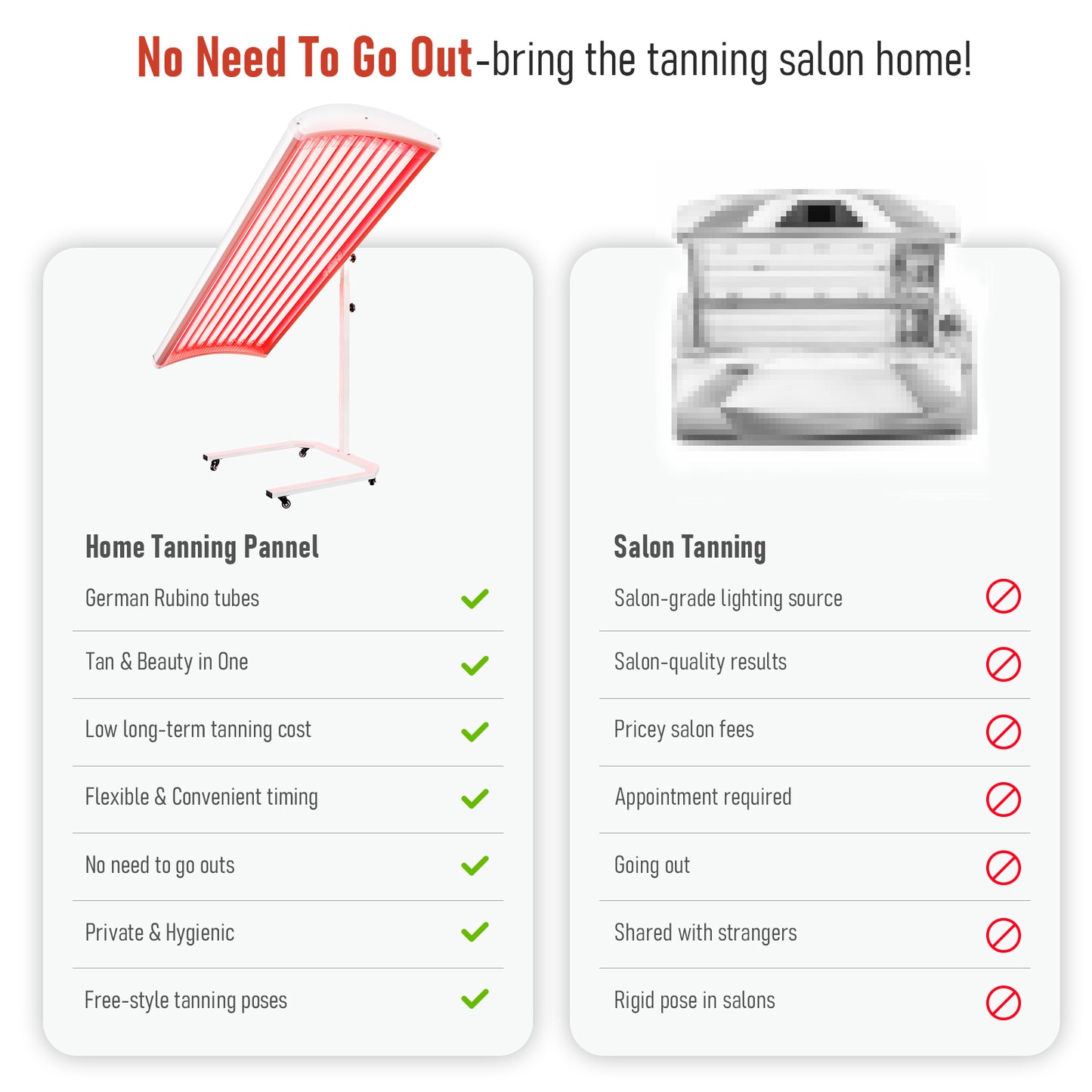 Red Light Tanning Lamp Full-Body Bed,Pannel Size 72.3X17.95 IN, Long-Lasting Diamond-Gloss, Skincare & Tanning at Home,1000W German Tubes, Free 360° Stand