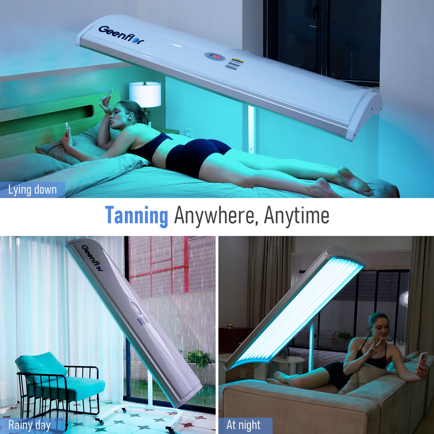 Tanning Lamp ,Pannel Size 72.3X17.95 IN ,Faster and Even Full-Body Portable Tanning bed at Home with Free 360°Stand,1000W German Tubes for Safe Tanning, Achieve a Bronze Glow.