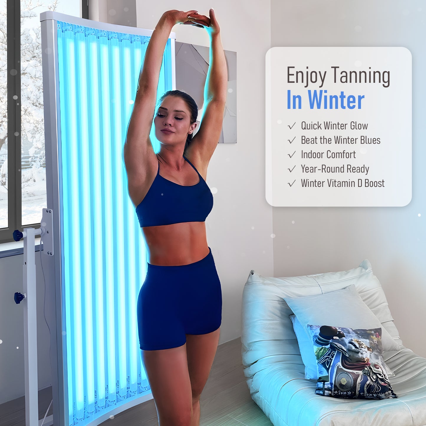 Tanning Lamp ,Pannel Size 72.3X17.95 IN ,Faster and Even Full-Body Portable Tanning bed at Home with Free 360°Stand,1000W German Tubes for Safe Tanning, Achieve a Bronze Glow.