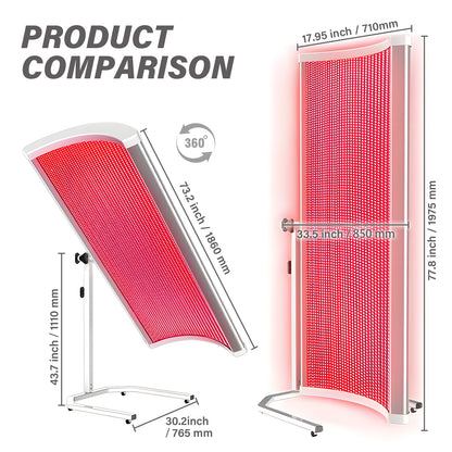 Red Light Therapy Panel 660nm & 850nmNear Infrared  with Free 360° Adjustable Stand – 9800 Chips,230mW/cm² High-Power Full-Body Home Device (72.3X17.95 IN) for Sports Recovery, Pain Relief & Overall Wellness