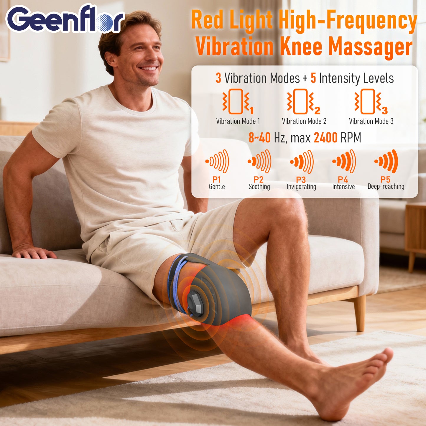 Red Light Therapy Knee Brace with Heat and Powerful Vibration,660nm & 850nm Infrared Red Light Therapy Massager for Knee Pain Relief,Shoulder,Elbow.