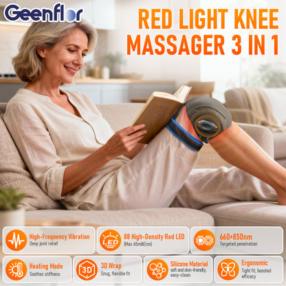 Red Light Therapy Knee Brace with Heat and Powerful Vibration,660nm & 850nm Infrared Red Light Therapy Massager for Knee Pain Relief,Shoulder,Elbow.