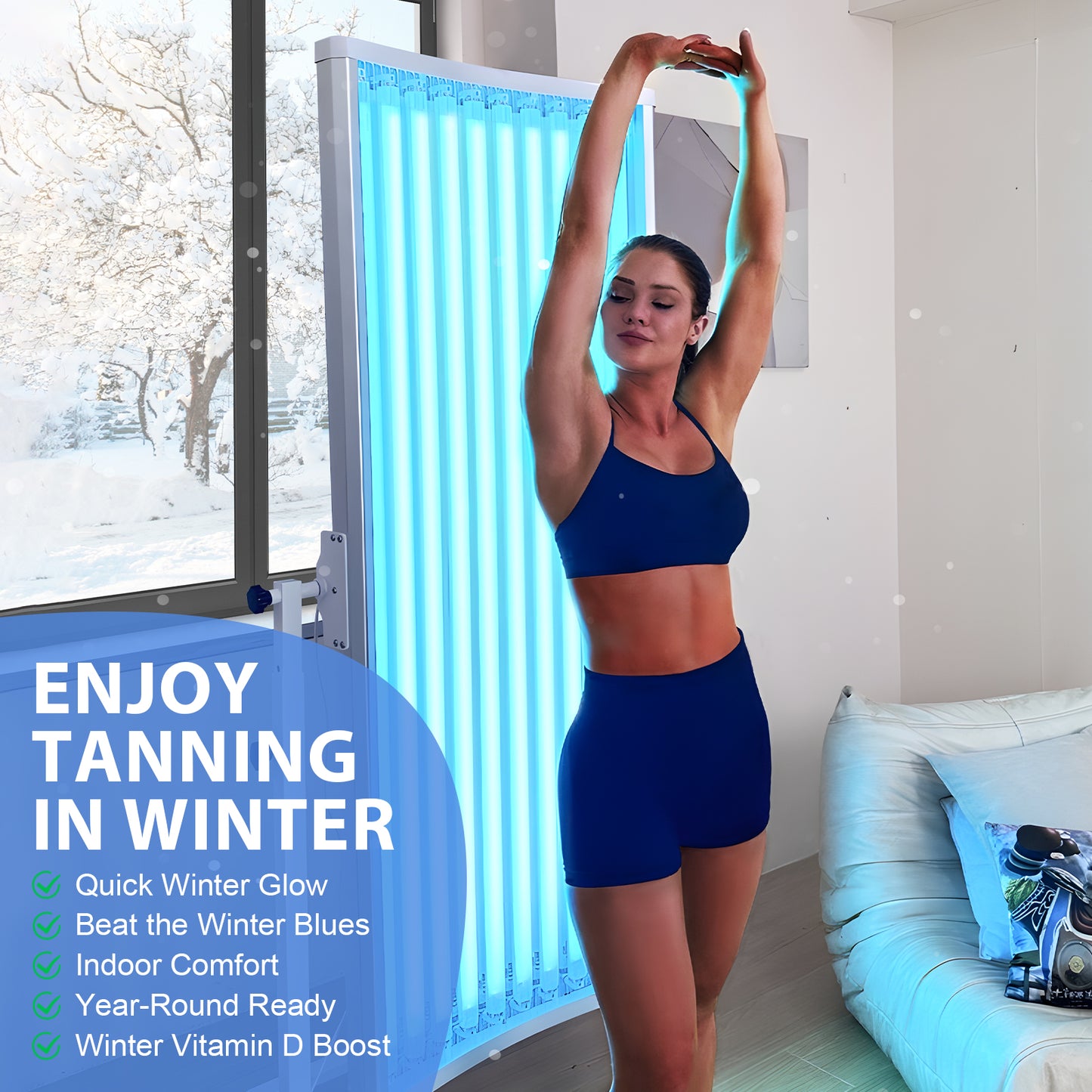 Tanning Lamp ,Pannel Size 72.3X17.95 IN ,Faster and Even Full-Body Portable Tanning bed at Home with Free 360°Stand,1000W German Tubes for Safe Tanning, Achieve a Bronze Glow.