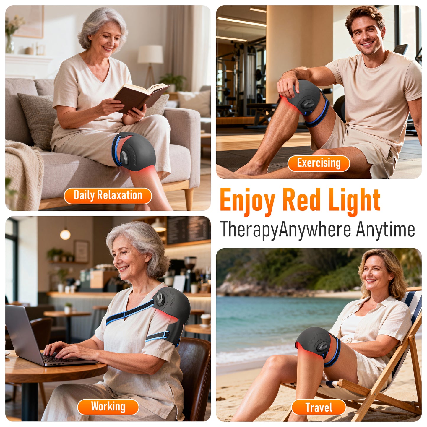 Red Light Therapy Knee Brace with Heat and Powerful Vibration,660nm & 850nm Infrared Red Light Therapy Massager for Knee Pain Relief,Shoulder,Elbow.