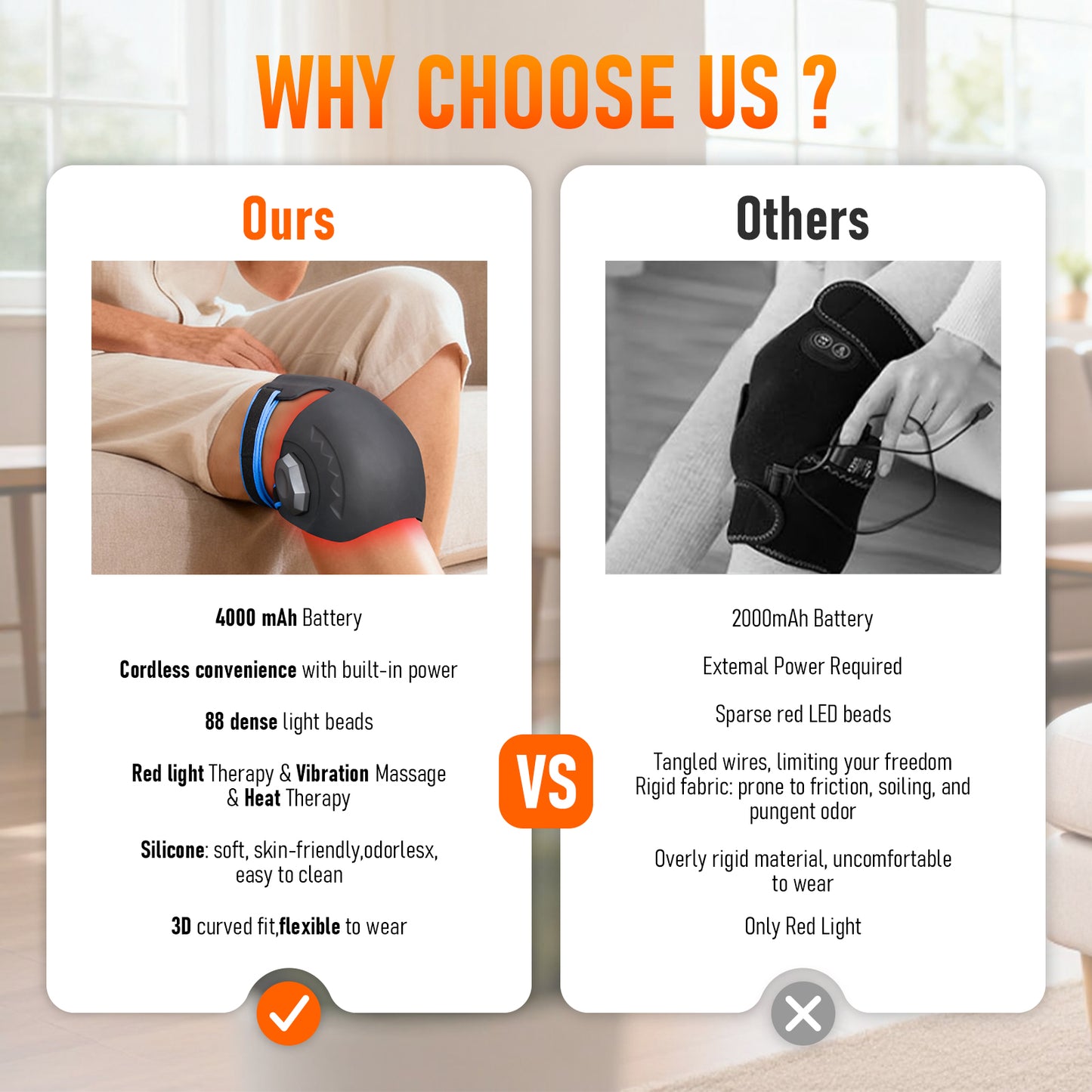 Red Light Therapy Knee Brace with Heat and Powerful Vibration,660nm & 850nm Infrared Red Light Therapy Massager for Knee Pain Relief,Shoulder,Elbow.